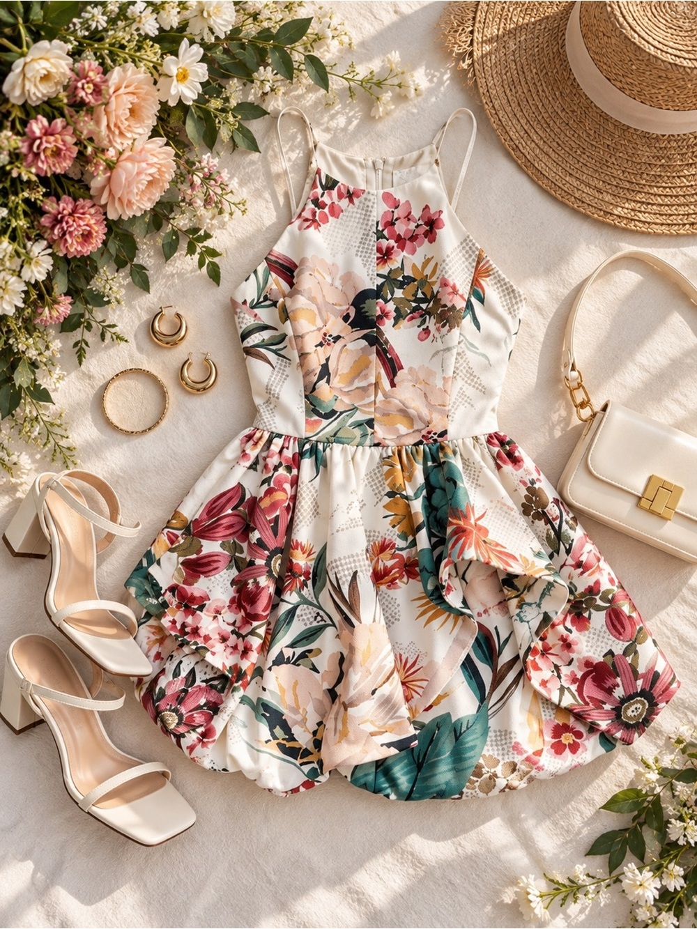 Anthropologie C/MEo Collective Botanic Atelier Floral Peplum Mini Dress MP NWT